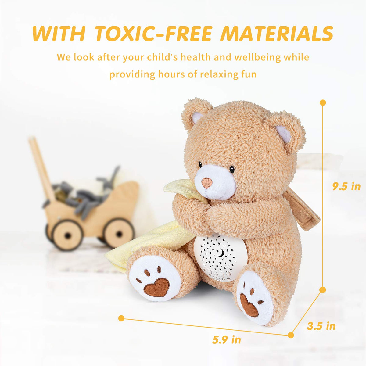 Baby Sleep Soother Bear, Mom's Heartbeat & Lullabies White Noise Machine, Nursery Decor Night Light Projector, Toddler Crib Sleeping Aid, Newborns Shower Gifts Portable Teddy