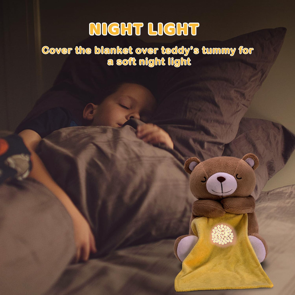 Baby Sleep Soother Bear, Mom's Heartbeat & Lullabies White Noise Machine, Nursery Decor Night Light Projector, Toddler Crib Sleeping Aid, Newborns Shower Gifts Portable Teddy