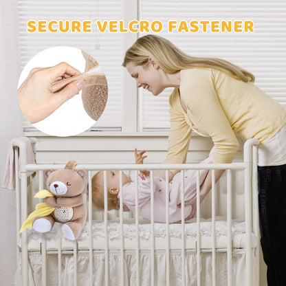 Baby Sleep Soother Bear, Mom's Heartbeat & Lullabies White Noise Machine, Nursery Decor Night Light Projector, Toddler Crib Sleeping Aid, Newborns Shower Gifts Portable Teddy