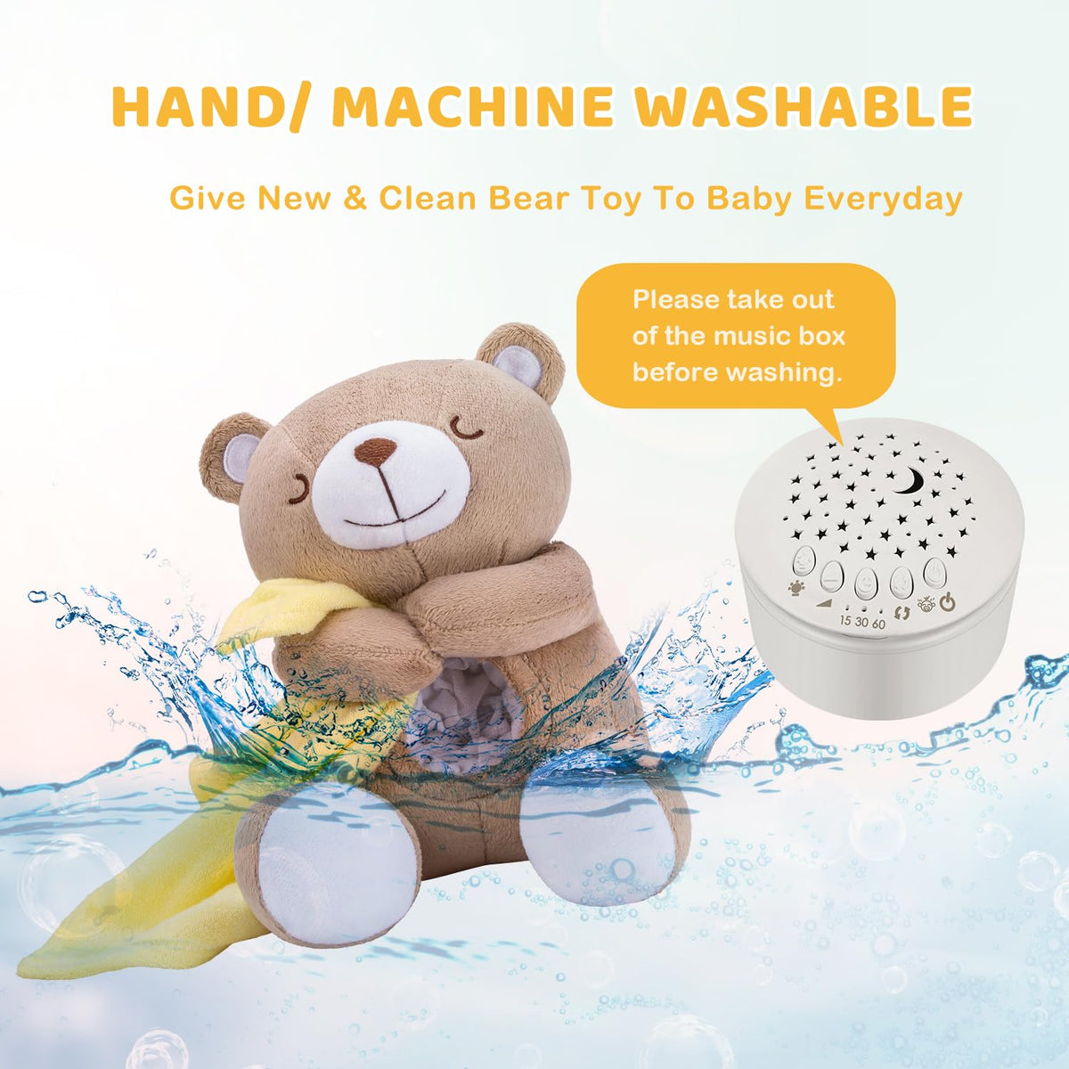 Baby Sleep Soother Bear, Mom's Heartbeat & Lullabies White Noise Machine, Nursery Decor Night Light Projector, Toddler Crib Sleeping Aid, Newborns Shower Gifts Portable Teddy
