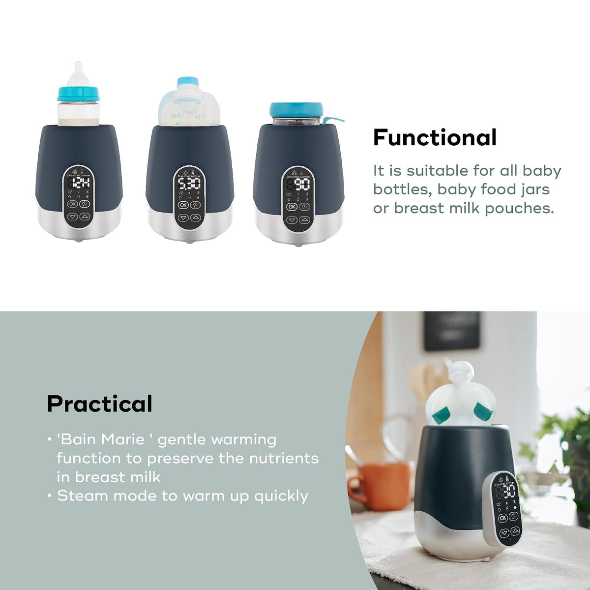 Duo Smart Bottle Warmer - 2-in-1 Car and Home, Fast, Programmable, and Portable for Breastmilk or Baby Formula (Multi-Purpose and Universal)