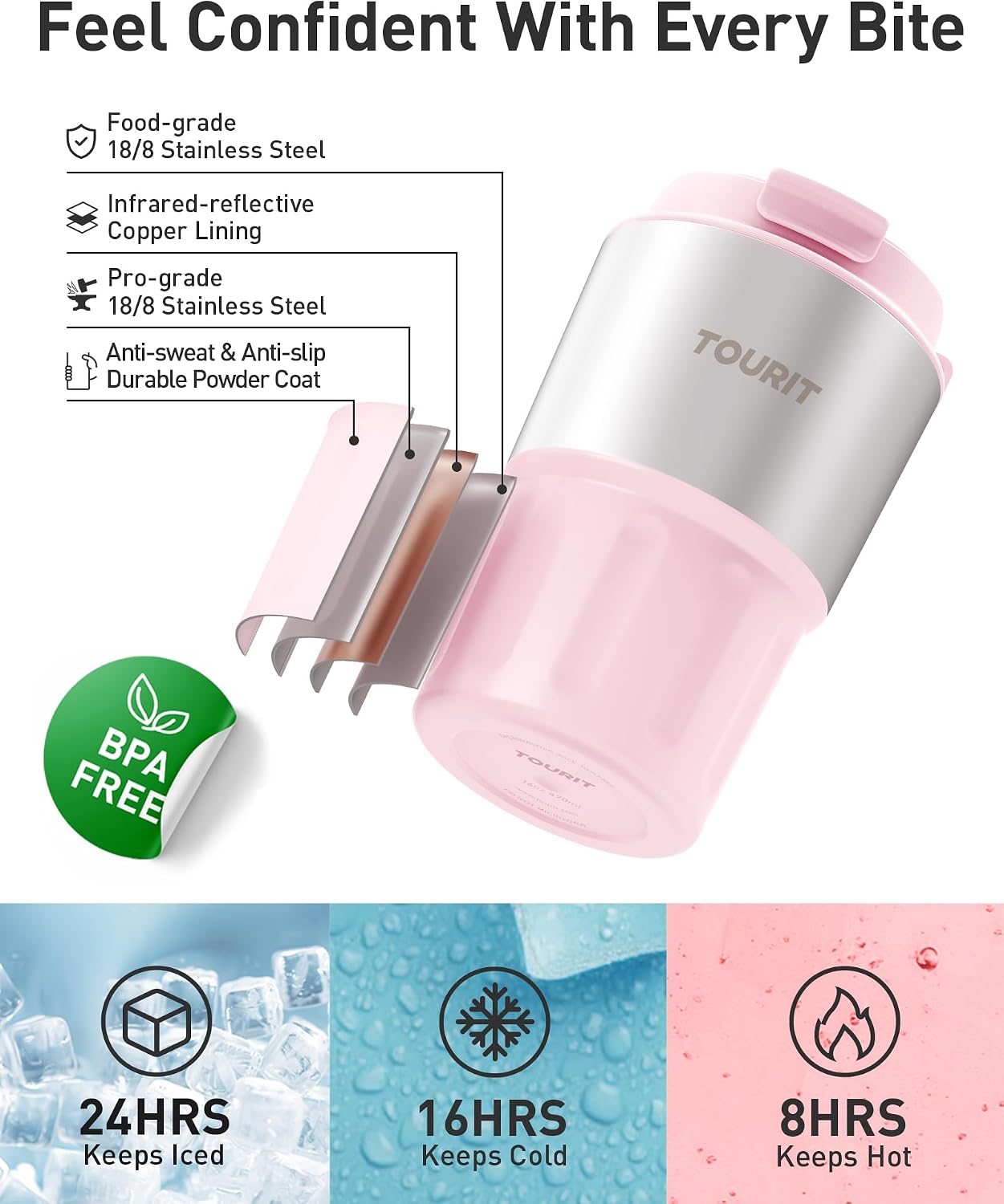 16 oz Travel Coffee Mug Spill-Proof, Insulated Stainless Steel Coffee Mug with Lid & Silicone Sea, Double Wall Vacuum Travel Coffee Tumblers, Cup Holder Friendly Reusable Thermos-Pink