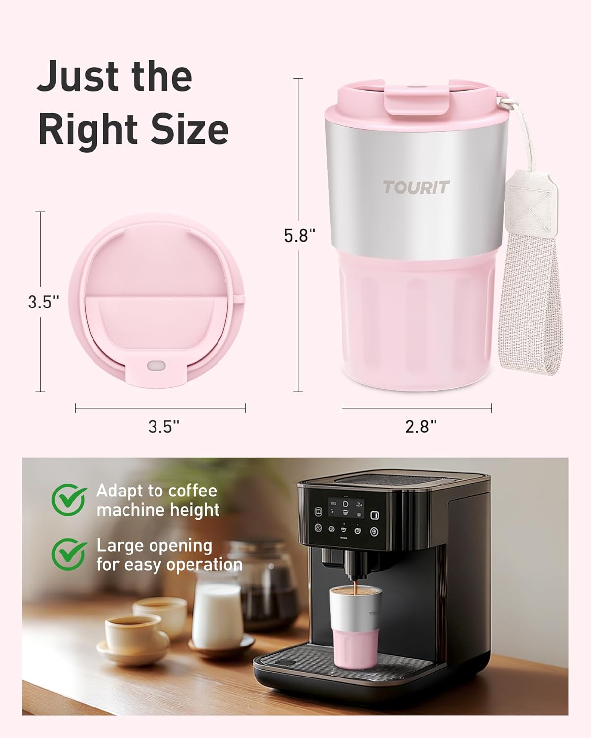 16 oz Travel Coffee Mug Spill-Proof, Insulated Stainless Steel Coffee Mug with Lid & Silicone Sea, Double Wall Vacuum Travel Coffee Tumblers, Cup Holder Friendly Reusable Thermos-Pink