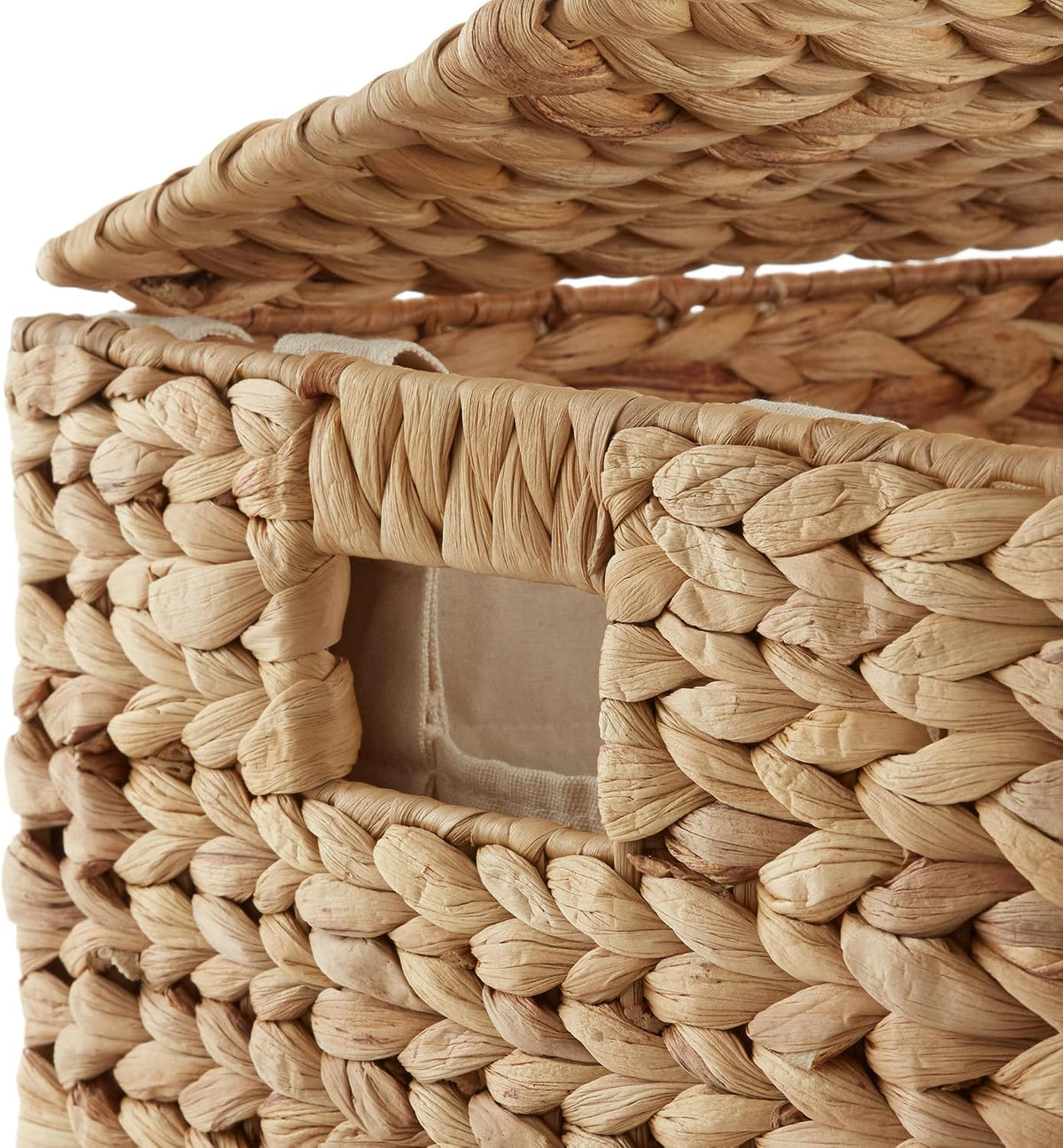 Large Laundry Hamper with Lid and Removable Liner Bag - Espresso Dark Brown, Woven Water Hyacinth Rectangular Laundry Basket Clothes Sorter