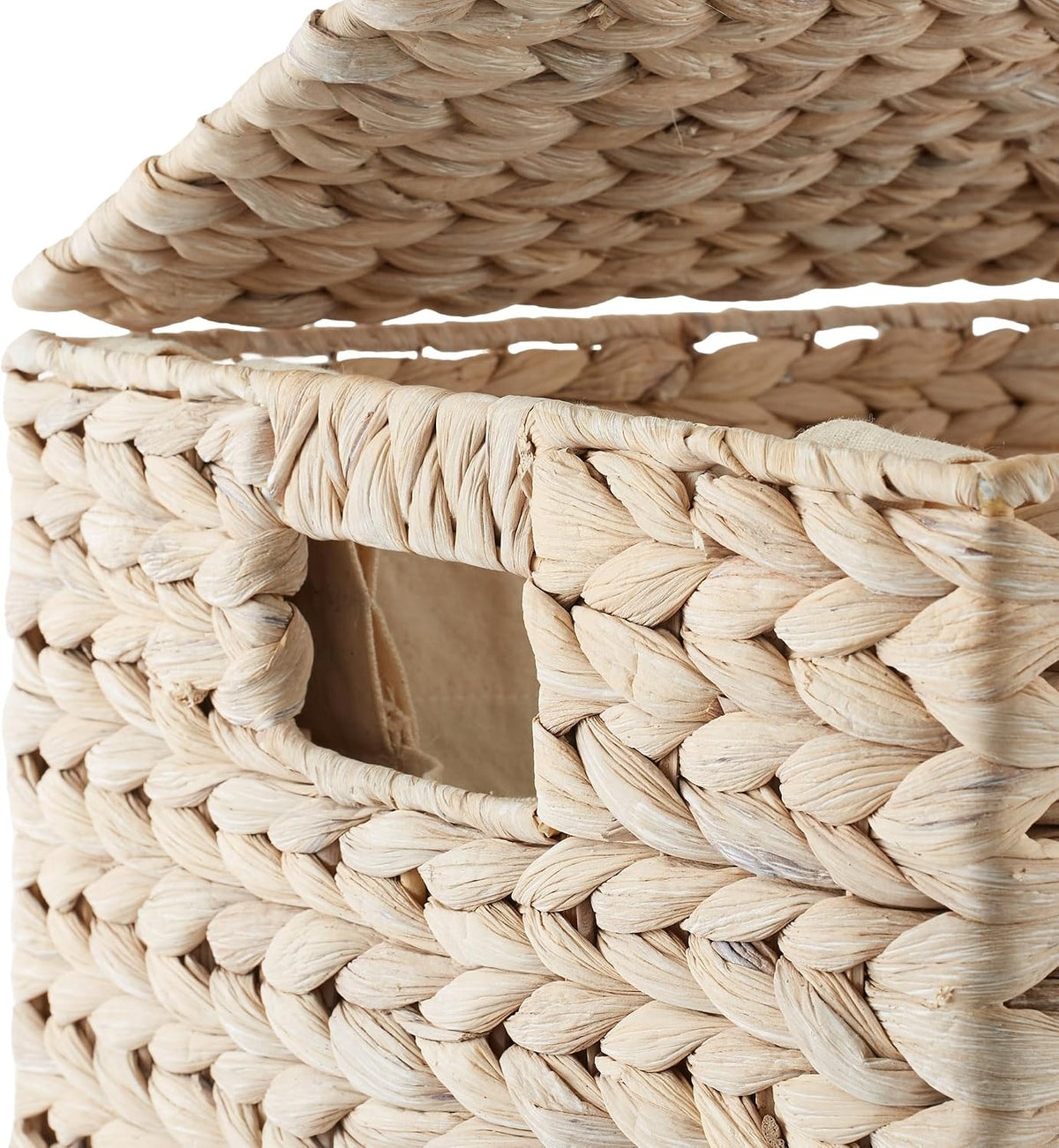 Large Laundry Hamper with Lid and Removable Liner Bag - Espresso Dark Brown, Woven Water Hyacinth Rectangular Laundry Basket Clothes Sorter