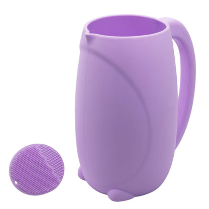 Baby Bath Rinse Cup - Food Grade Silicone - Shampoo & Body Washing Rinser Cup for Kids with Easy Grip Handle to Rinse Baby Shower - Baby Essentials (Mint+Brush)
