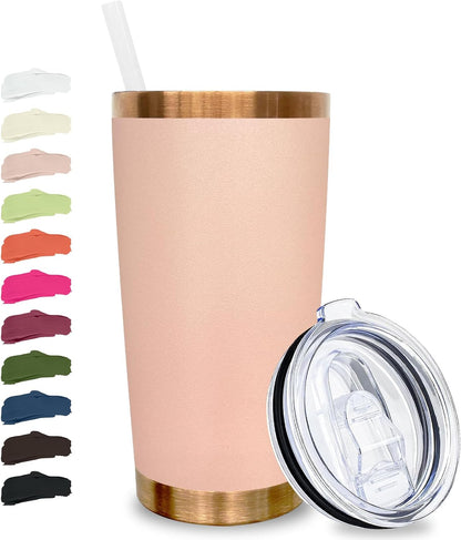 20 oz Tumbler Bulk Stainless Steel Tumblers with Lids and Straws Black | Double Wall Vacuum Insulated, Travel Coffee Mug, Powder Coated, Laser Engrave, Keep Drinks Cold & Hot, Leakproof, 1Pack