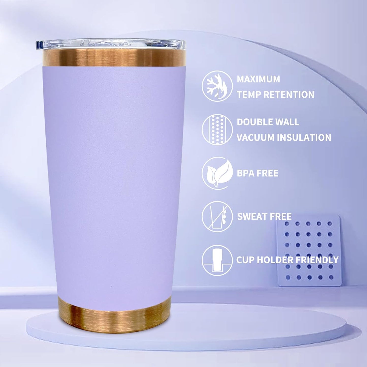 20 oz Tumbler Bulk Stainless Steel Tumblers with Lids and Straws Black | Double Wall Vacuum Insulated, Travel Coffee Mug, Powder Coated, Laser Engrave, Keep Drinks Cold & Hot, Leakproof, 1Pack