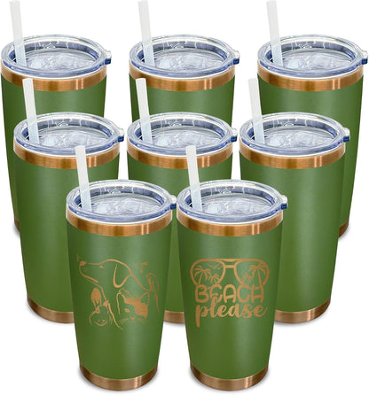 20 oz Tumbler Bulk Stainless Steel Tumblers with Lids and Straws Black | Double Wall Vacuum Insulated, Travel Coffee Mug, Powder Coated, Laser Engrave, Keep Drinks Cold & Hot, Leakproof, 1Pack