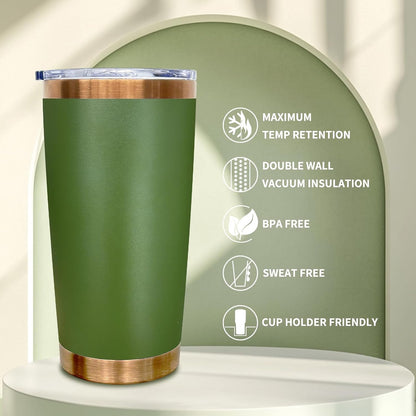 20 oz Tumbler Bulk Stainless Steel Tumblers with Lids and Straws Black | Double Wall Vacuum Insulated, Travel Coffee Mug, Powder Coated, Laser Engrave, Keep Drinks Cold & Hot, Leakproof, 1Pack