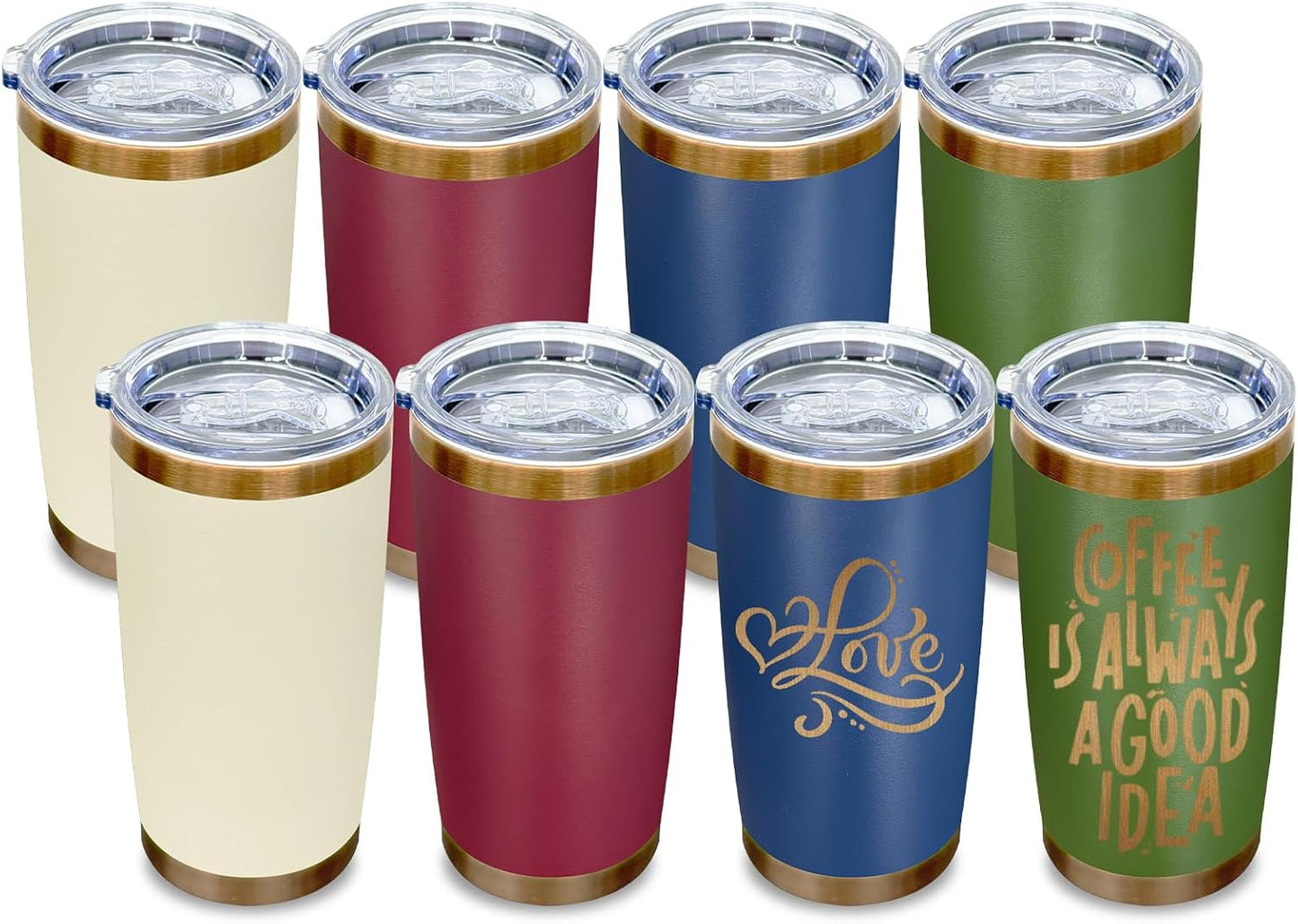 20 oz Tumbler Bulk Stainless Steel Tumblers with Lids and Straws Black | Double Wall Vacuum Insulated, Travel Coffee Mug, Powder Coated, Laser Engrave, Keep Drinks Cold & Hot, Leakproof, 1Pack