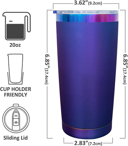20 oz Tumbler Bulk Stainless Steel Tumblers with Lids and Straws Black | Double Wall Vacuum Insulated, Travel Coffee Mug, Powder Coated, Laser Engrave, Keep Drinks Cold & Hot, Leakproof, 1Pack