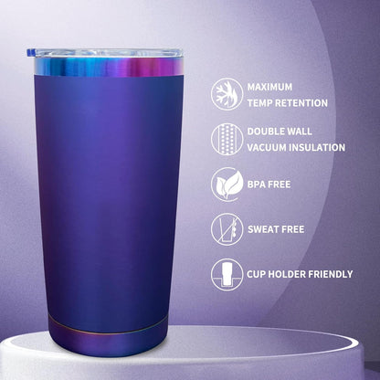 20 oz Tumbler Bulk Stainless Steel Tumblers with Lids and Straws Black | Double Wall Vacuum Insulated, Travel Coffee Mug, Powder Coated, Laser Engrave, Keep Drinks Cold & Hot, Leakproof, 1Pack
