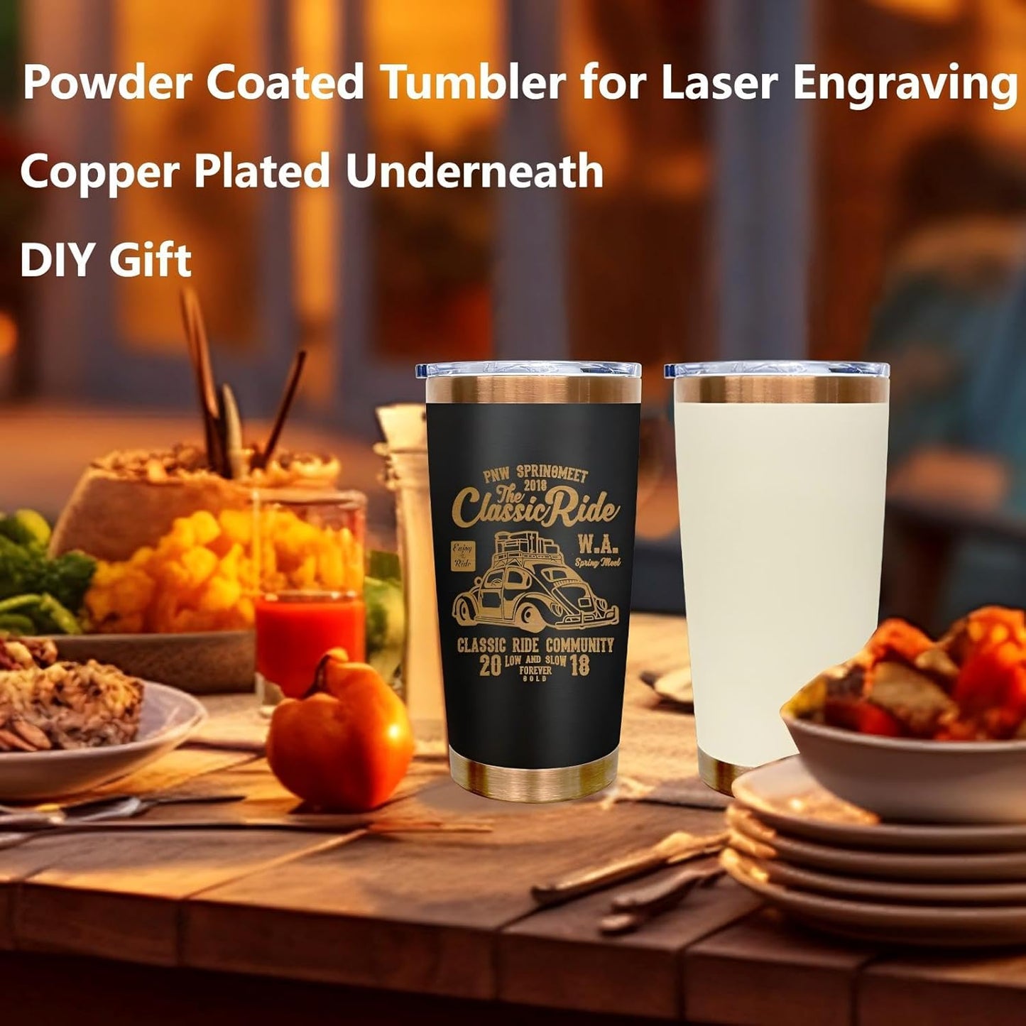 20 oz Tumbler Bulk Stainless Steel Tumblers with Lids and Straws Black | Double Wall Vacuum Insulated, Travel Coffee Mug, Powder Coated, Laser Engrave, Keep Drinks Cold & Hot, Leakproof, 1Pack