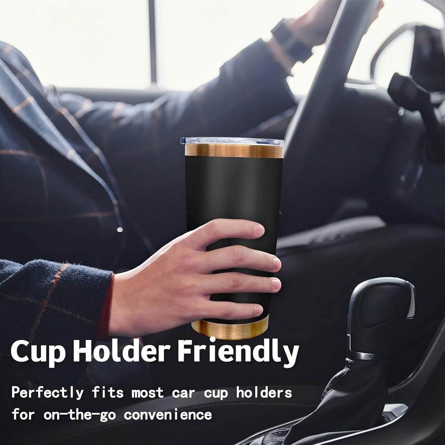 20 oz Tumbler Bulk Stainless Steel Tumblers with Lids and Straws Black | Double Wall Vacuum Insulated, Travel Coffee Mug, Powder Coated, Laser Engrave, Keep Drinks Cold & Hot, Leakproof, 1Pack