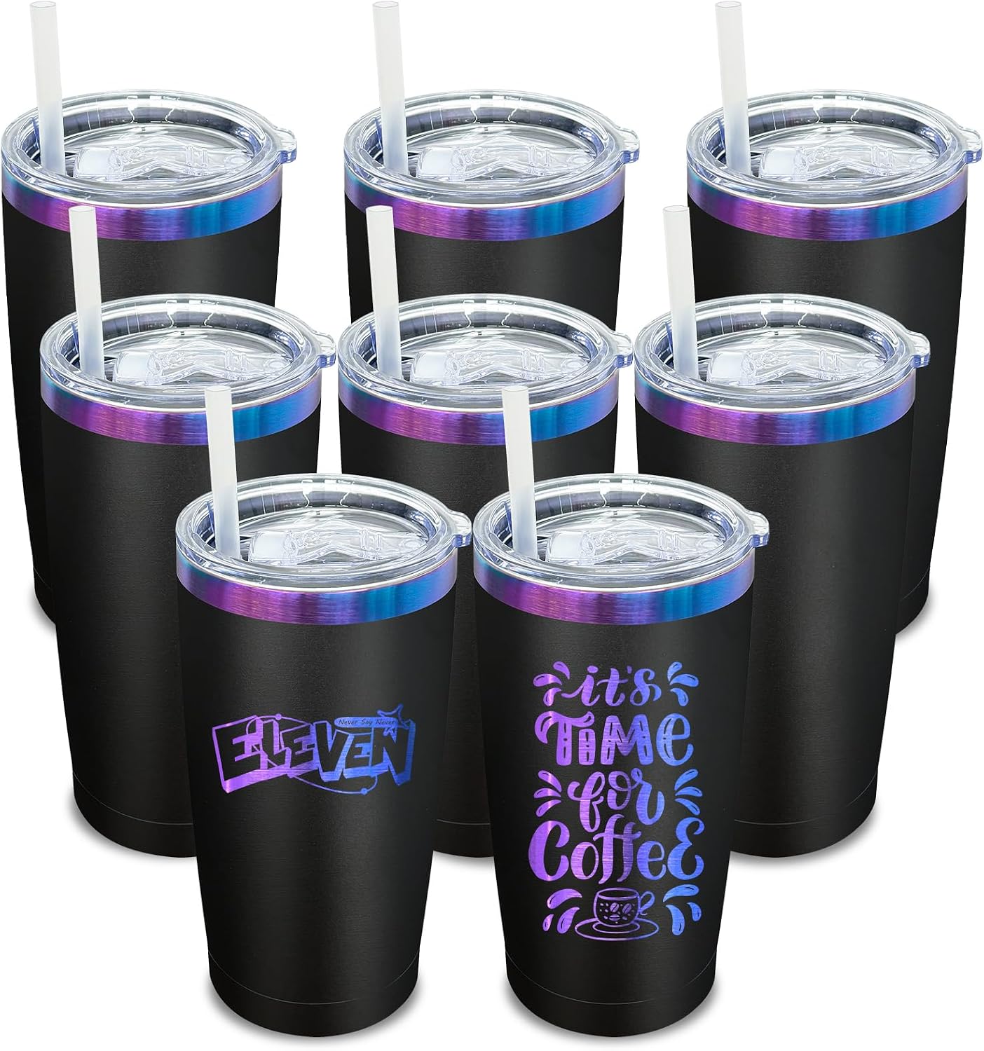 20 oz Tumbler Bulk Stainless Steel Tumblers with Lids and Straws Black | Double Wall Vacuum Insulated, Travel Coffee Mug, Powder Coated, Laser Engrave, Keep Drinks Cold & Hot, Leakproof, 1Pack