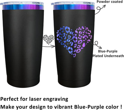 20 oz Tumbler Bulk Stainless Steel Tumblers with Lids and Straws Black | Double Wall Vacuum Insulated, Travel Coffee Mug, Powder Coated, Laser Engrave, Keep Drinks Cold & Hot, Leakproof, 1Pack
