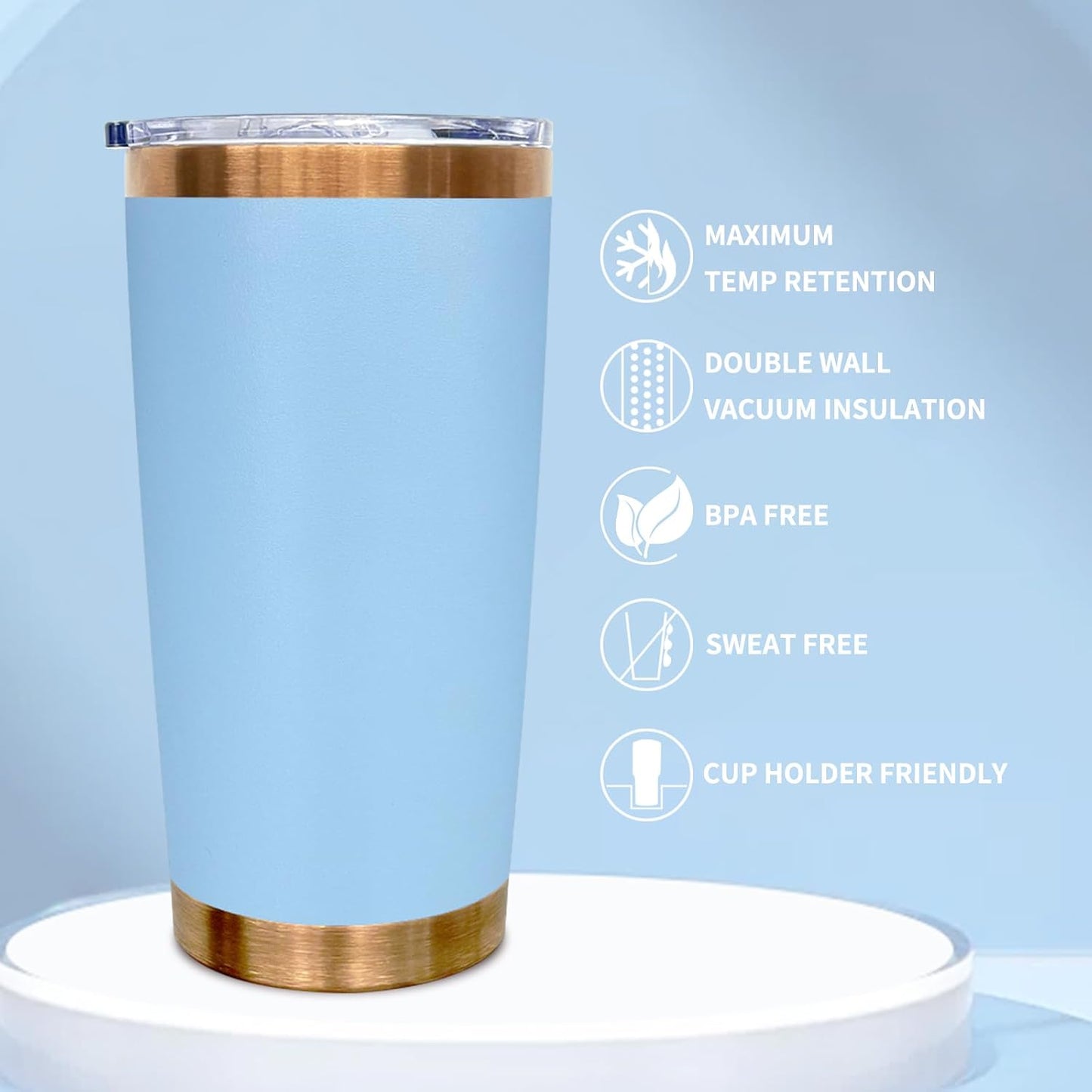 20 oz Tumbler Bulk Stainless Steel Tumblers with Lids and Straws Black | Double Wall Vacuum Insulated, Travel Coffee Mug, Powder Coated, Laser Engrave, Keep Drinks Cold & Hot, Leakproof, 1Pack