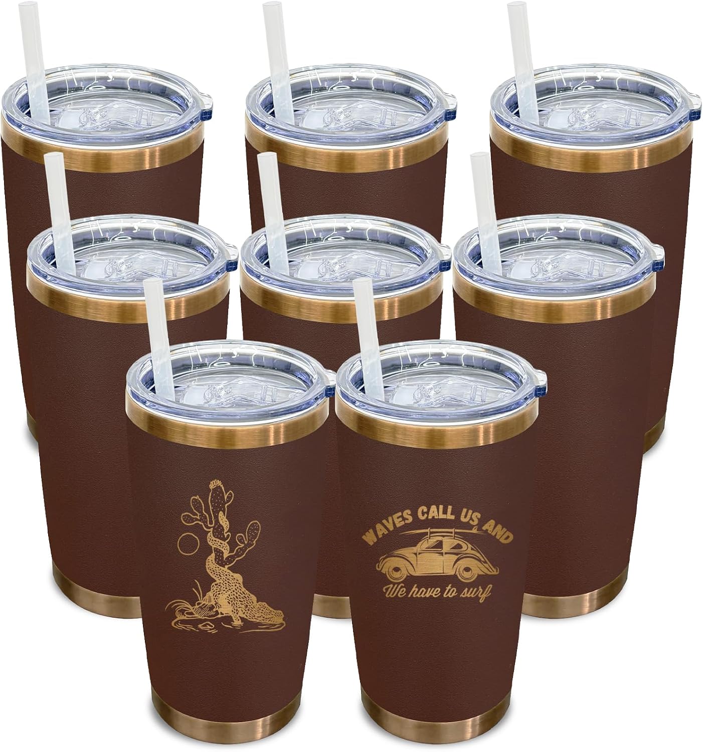 20 oz Tumbler Bulk Stainless Steel Tumblers with Lids and Straws Black | Double Wall Vacuum Insulated, Travel Coffee Mug, Powder Coated, Laser Engrave, Keep Drinks Cold & Hot, Leakproof, 1Pack