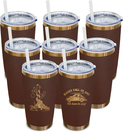 20 oz Tumbler Bulk Stainless Steel Tumblers with Lids and Straws Black | Double Wall Vacuum Insulated, Travel Coffee Mug, Powder Coated, Laser Engrave, Keep Drinks Cold & Hot, Leakproof, 1Pack