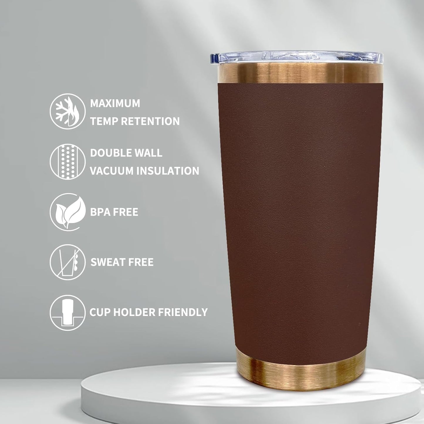 20 oz Tumbler Bulk Stainless Steel Tumblers with Lids and Straws Black | Double Wall Vacuum Insulated, Travel Coffee Mug, Powder Coated, Laser Engrave, Keep Drinks Cold & Hot, Leakproof, 1Pack
