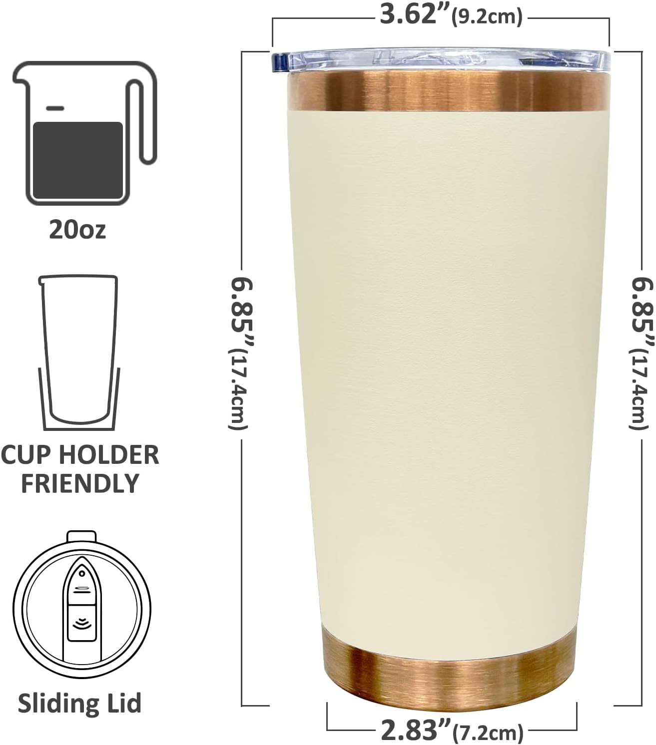 20 oz Tumbler Bulk Stainless Steel Tumblers with Lids and Straws Black | Double Wall Vacuum Insulated, Travel Coffee Mug, Powder Coated, Laser Engrave, Keep Drinks Cold & Hot, Leakproof, 1Pack