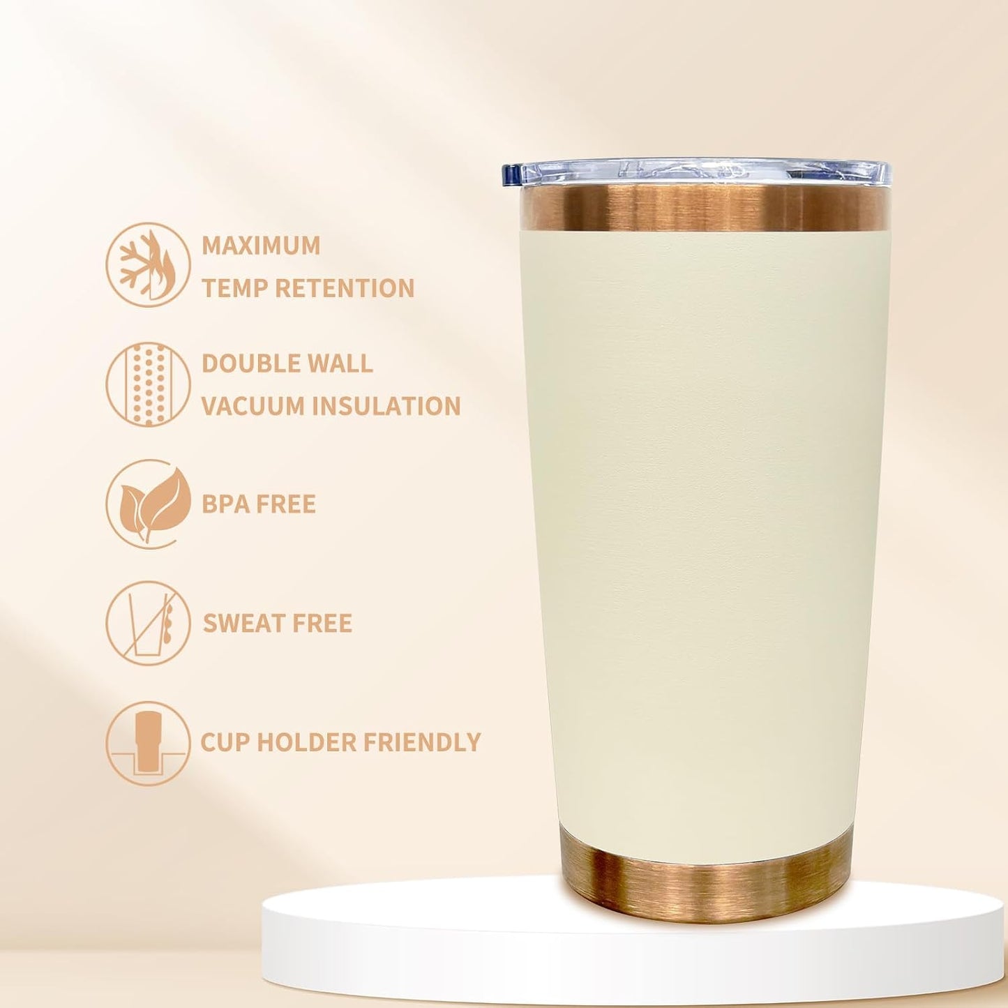 20 oz Tumbler Bulk Stainless Steel Tumblers with Lids and Straws Black | Double Wall Vacuum Insulated, Travel Coffee Mug, Powder Coated, Laser Engrave, Keep Drinks Cold & Hot, Leakproof, 1Pack