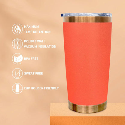 20 oz Tumbler Bulk Stainless Steel Tumblers with Lids and Straws Black | Double Wall Vacuum Insulated, Travel Coffee Mug, Powder Coated, Laser Engrave, Keep Drinks Cold & Hot, Leakproof, 1Pack