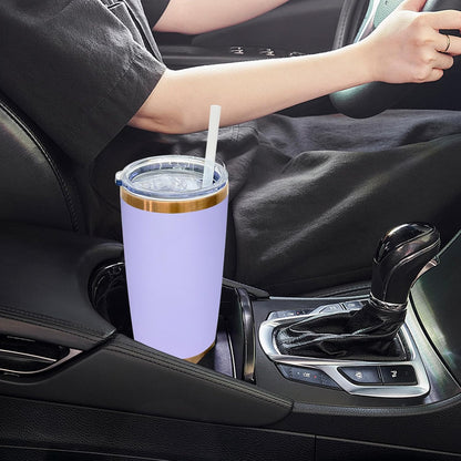 20 oz Tumbler Bulk Stainless Steel Tumblers with Lids and Straws Black | Double Wall Vacuum Insulated, Travel Coffee Mug, Powder Coated, Laser Engrave, Keep Drinks Cold & Hot, Leakproof, 1Pack