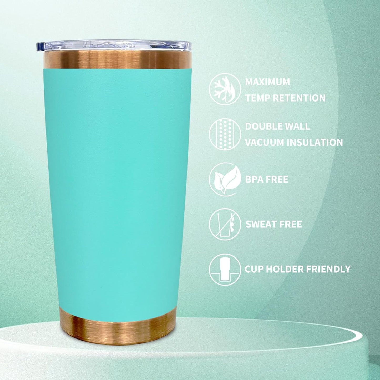 20 oz Tumbler Bulk Stainless Steel Tumblers with Lids and Straws Black | Double Wall Vacuum Insulated, Travel Coffee Mug, Powder Coated, Laser Engrave, Keep Drinks Cold & Hot, Leakproof, 1Pack