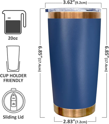 20 oz Tumbler Bulk Stainless Steel Tumblers with Lids and Straws Black | Double Wall Vacuum Insulated, Travel Coffee Mug, Powder Coated, Laser Engrave, Keep Drinks Cold & Hot, Leakproof, 1Pack