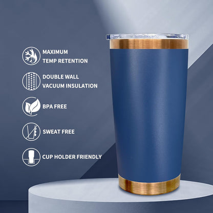 20 oz Tumbler Bulk Stainless Steel Tumblers with Lids and Straws Black | Double Wall Vacuum Insulated, Travel Coffee Mug, Powder Coated, Laser Engrave, Keep Drinks Cold & Hot, Leakproof, 1Pack