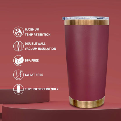20 oz Tumbler Bulk Stainless Steel Tumblers with Lids and Straws Black | Double Wall Vacuum Insulated, Travel Coffee Mug, Powder Coated, Laser Engrave, Keep Drinks Cold & Hot, Leakproof, 1Pack