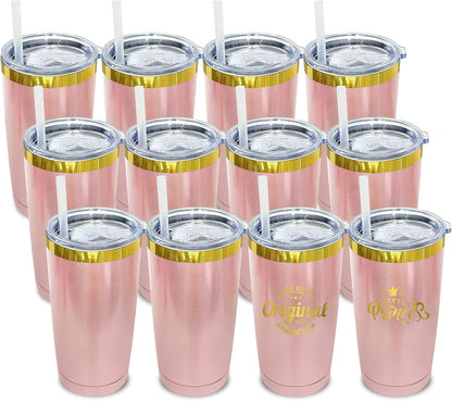 20 oz Tumbler Bulk Stainless Steel Tumblers with Lids and Straws Black | Double Wall Vacuum Insulated, Travel Coffee Mug, Powder Coated, Laser Engrave, Keep Drinks Cold & Hot, Leakproof, 1Pack