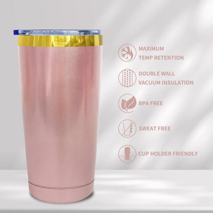 20 oz Tumbler Bulk Stainless Steel Tumblers with Lids and Straws Black | Double Wall Vacuum Insulated, Travel Coffee Mug, Powder Coated, Laser Engrave, Keep Drinks Cold & Hot, Leakproof, 1Pack