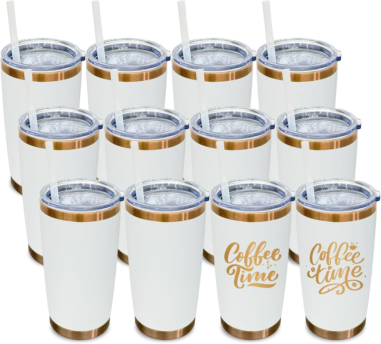 20 oz Tumbler Bulk Stainless Steel Tumblers with Lids and Straws Black | Double Wall Vacuum Insulated, Travel Coffee Mug, Powder Coated, Laser Engrave, Keep Drinks Cold & Hot, Leakproof, 1Pack