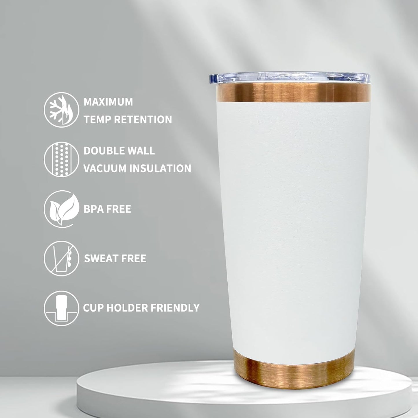 20 oz Tumbler Bulk Stainless Steel Tumblers with Lids and Straws Black | Double Wall Vacuum Insulated, Travel Coffee Mug, Powder Coated, Laser Engrave, Keep Drinks Cold & Hot, Leakproof, 1Pack