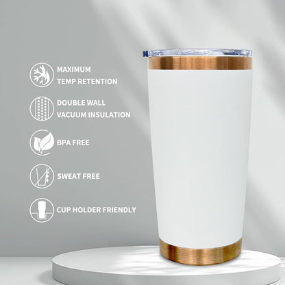 20 oz Tumbler Bulk Stainless Steel Tumblers with Lids and Straws Black | Double Wall Vacuum Insulated, Travel Coffee Mug, Powder Coated, Laser Engrave, Keep Drinks Cold & Hot, Leakproof, 1Pack