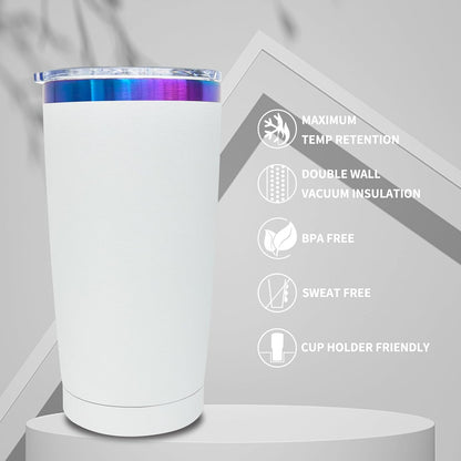 20 oz Tumbler Bulk Stainless Steel Tumblers with Lids and Straws Black | Double Wall Vacuum Insulated, Travel Coffee Mug, Powder Coated, Laser Engrave, Keep Drinks Cold & Hot, Leakproof, 1Pack