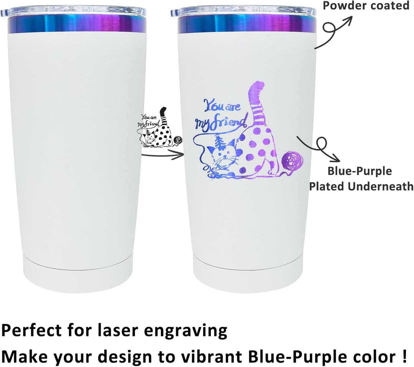 20 oz Tumbler Bulk Stainless Steel Tumblers with Lids and Straws Black | Double Wall Vacuum Insulated, Travel Coffee Mug, Powder Coated, Laser Engrave, Keep Drinks Cold & Hot, Leakproof, 1Pack