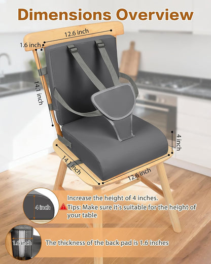 Booster Seat for Kitchen Chair, Adjustable Harness and Backrest