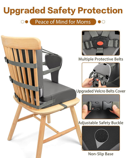 Booster Seat for Kitchen Chair, Adjustable Harness and Backrest