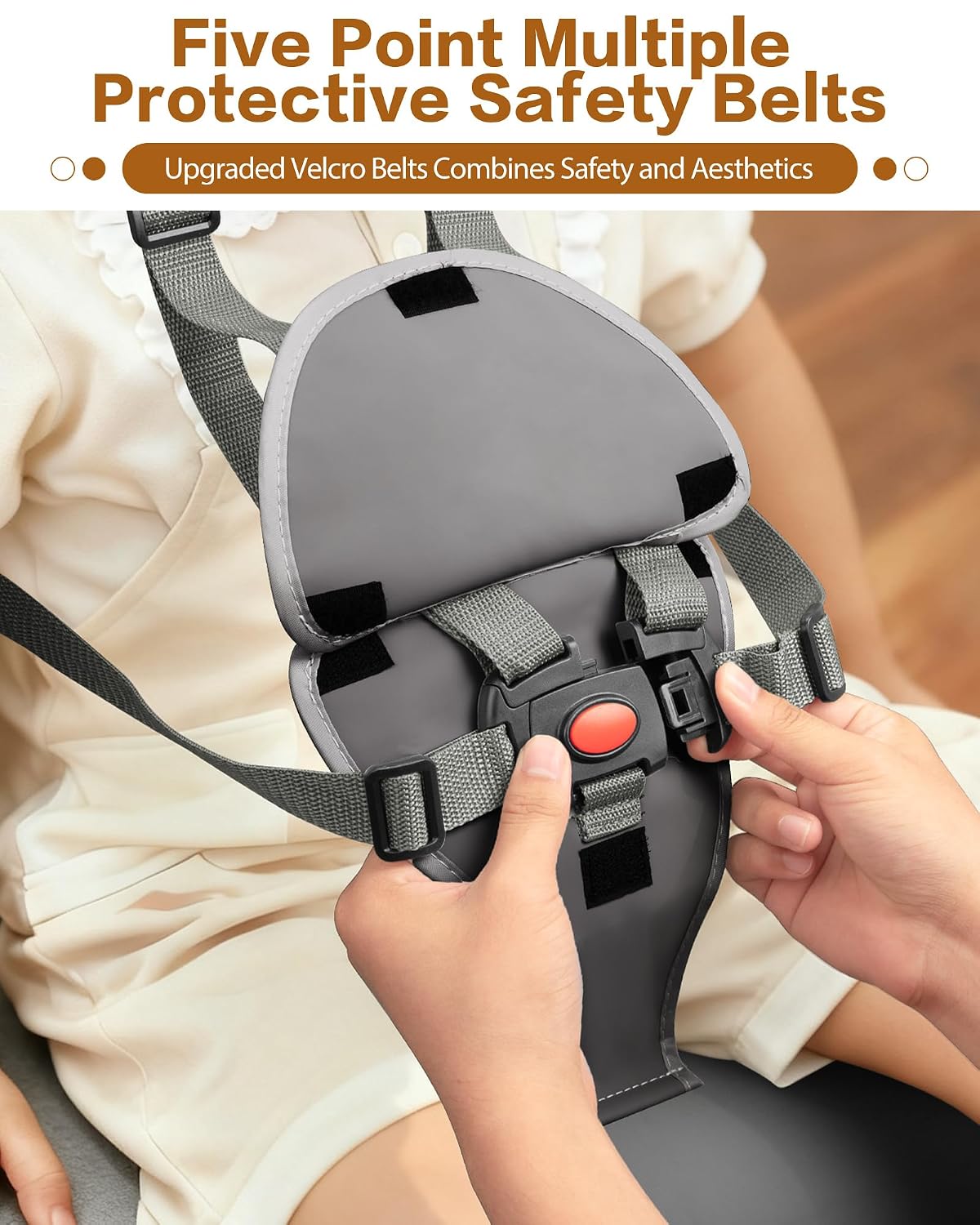 Booster Seat for Kitchen Chair, Adjustable Harness and Backrest