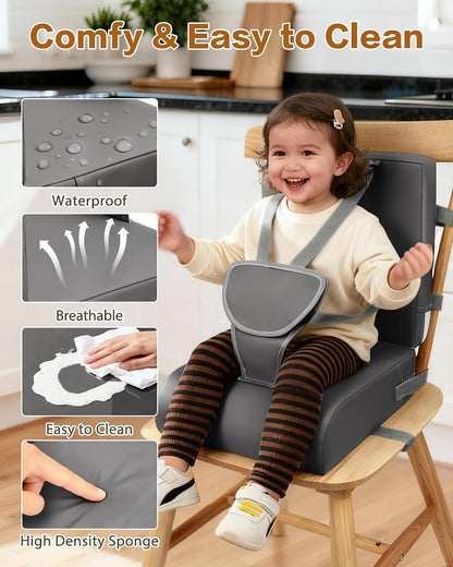Booster Seat for Kitchen Chair, Adjustable Harness and Backrest
