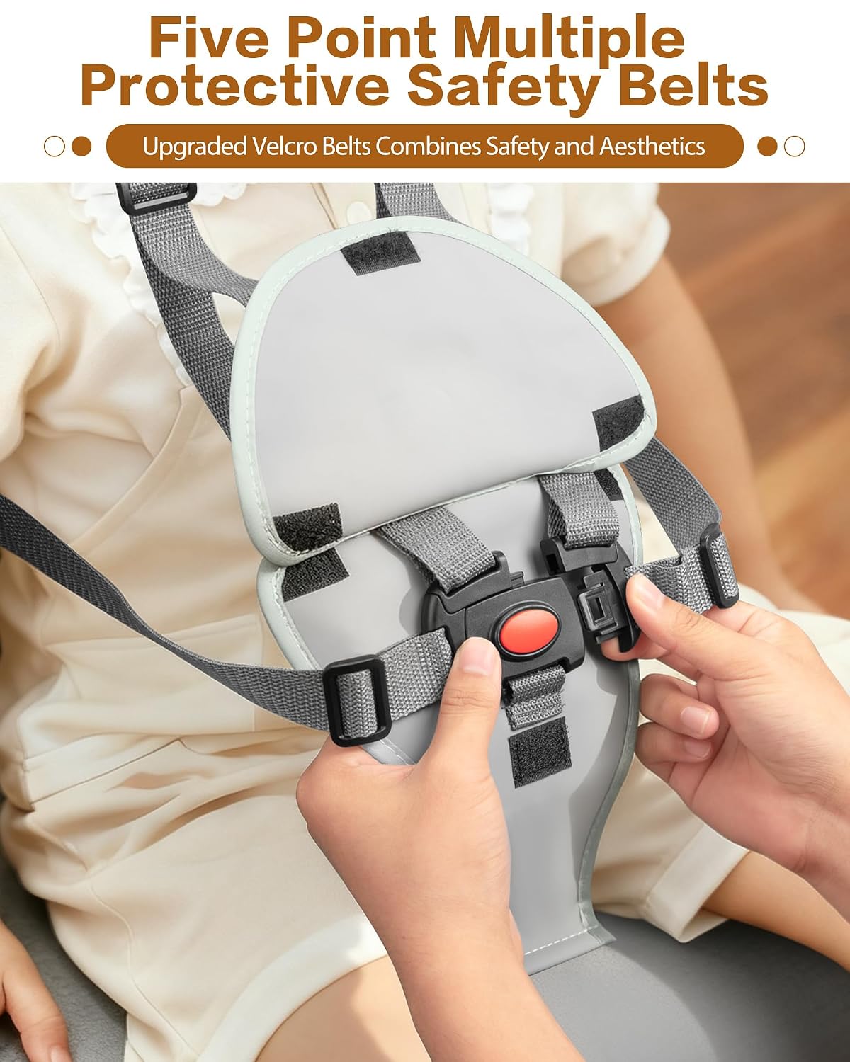 Booster Seat for Kitchen Chair, Adjustable Harness and Backrest