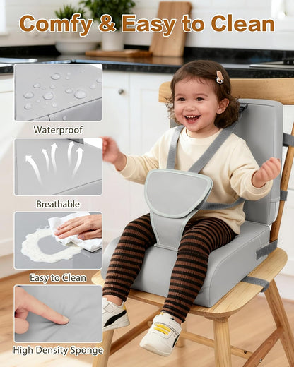 Booster Seat for Kitchen Chair, Adjustable Harness and Backrest