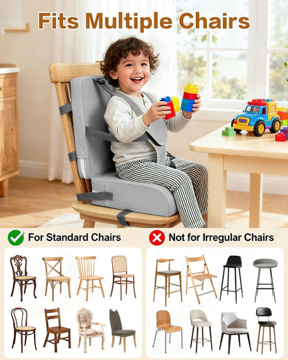 Booster Seat for Kitchen Chair, Adjustable Harness and Backrest