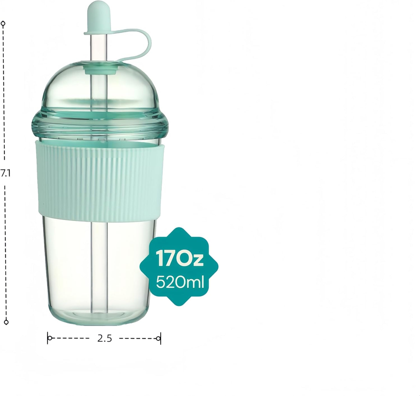 Reusable Iced Coffee Cups with Lids and Straws 17oz, Boba Cup with Straw, Tumbler with Silicone Sleeve for Cold Drinks, Iced Coffee, Bubble Tea - Pink