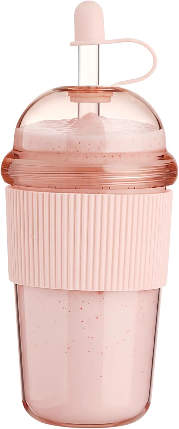 Reusable Iced Coffee Cups with Lids and Straws 17oz, Boba Cup with Straw, Tumbler with Silicone Sleeve for Cold Drinks, Iced Coffee, Bubble Tea - Pink
