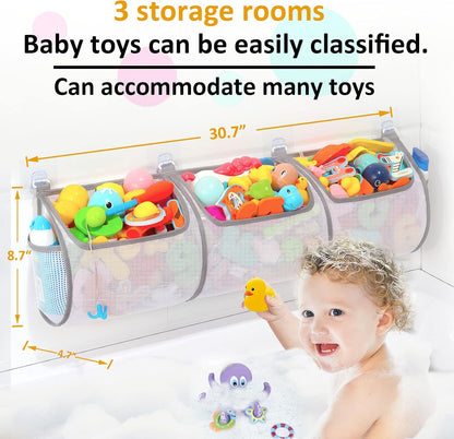 Bathtub Toy Holder，Prevent Spots，Bath Toy Storage Bath Toys for Kids Ages 4-8 30“x8.7”Mesh Bath Toy Holder，let Baby Bath Toys Quick Drying